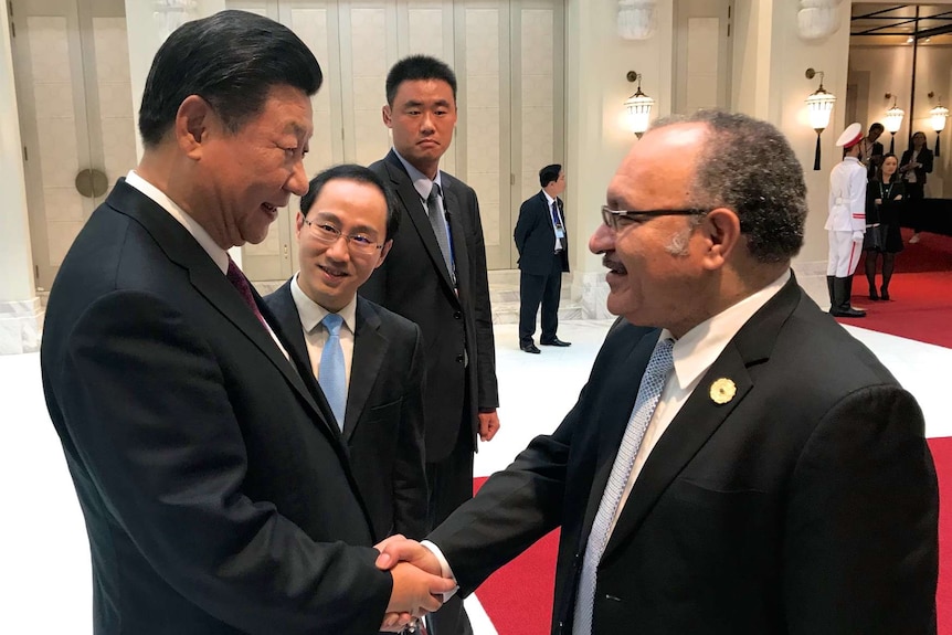 PNG Prime Minister O'Neill and Chinese President Xi Jinping.