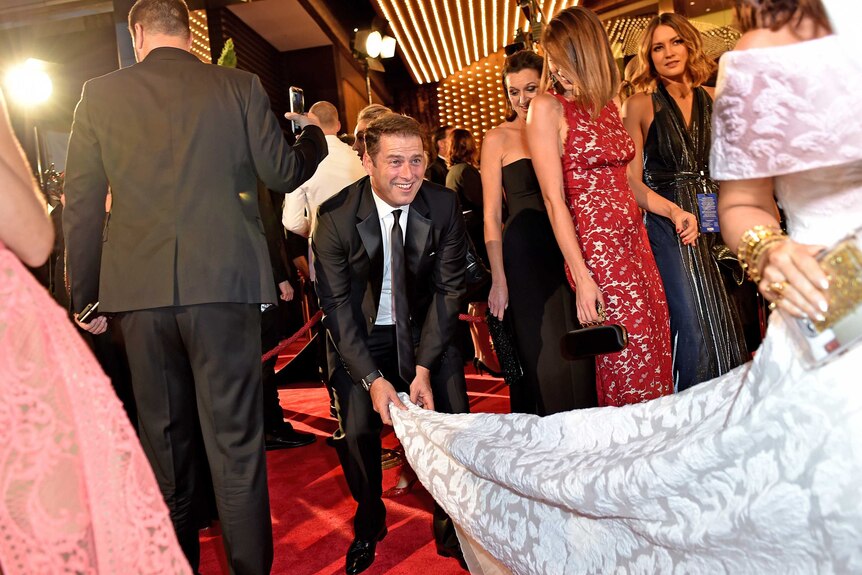 Channel Nine Today Show host Karl Stefanovic makes mischief with fellow Logies guests.