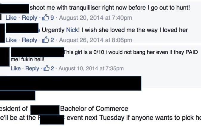 Comments on the Hotties of Melbourne Uni Facebook page