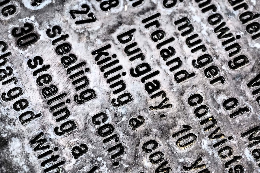 An inscription featured on the Footsteps Towards Freedom sculptures in Hobart