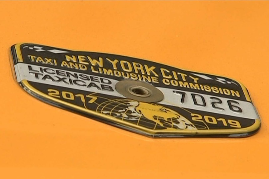 Licence badge of a New York yellow cab