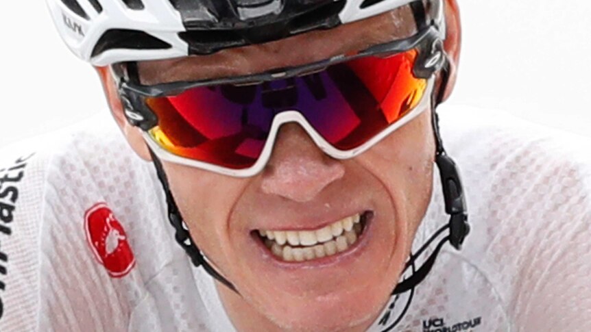 Chris Froome grimaces during 17th stage