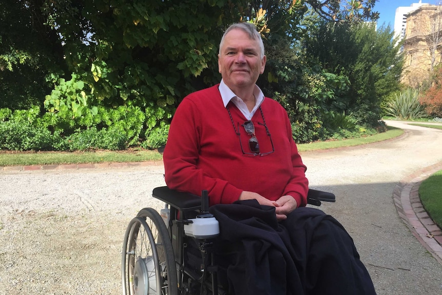 Peter Willcocks is confined to a wheelchair as a result of childhood polio.
