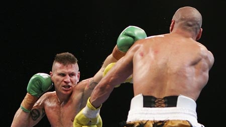 Danny Green in the boxing ring against Anthony Mundine