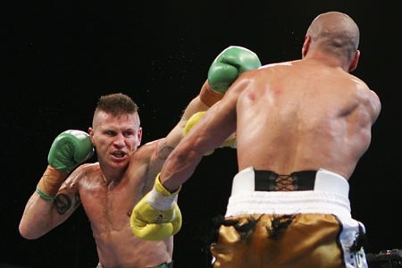 Danny Green in the boxing ring against Anthony Mundine