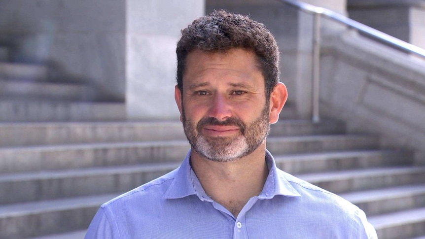 Labor Aboriginal Affairs spokesperson Kyam Maher on the steps of SA Parliament.