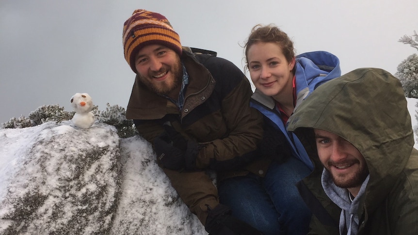 Snowman on Bluff Knoll with local farmers