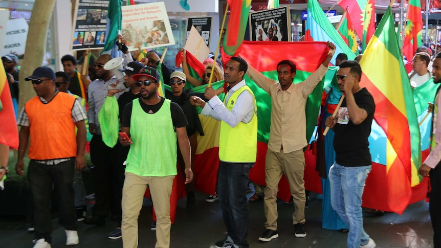 Ethiopians marching in Perth