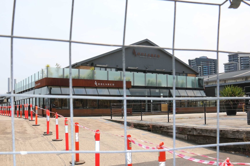 Fencing surrounding Central Pier in Docklands to keep people out.