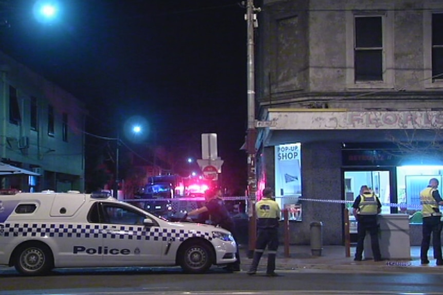 Police at the scene in Brunswick East