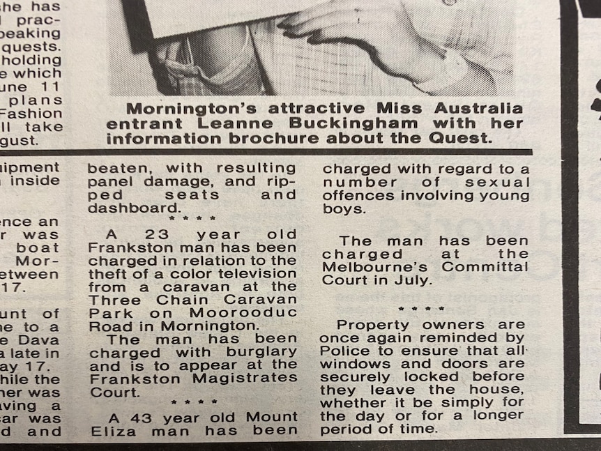 a newspaper excerpt talking about the indecent assault charges of a Frankston man