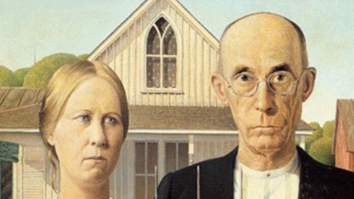Grant Wood's American Gothic.
