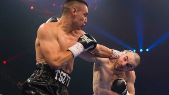 Tim Tszyu (left) and Joel Camilleri during their Australian Super Welterweight Title bout.
