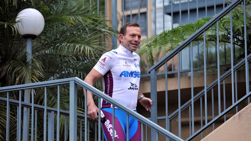 Prime Minister-elect Tony Abbott prepares for a bike ride