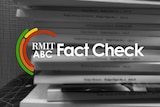 RMIT ABC Fact Check logo over blurred budget papers
