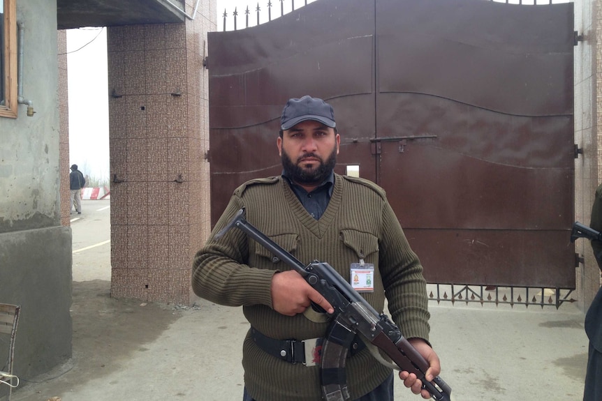 A security guard, guarding the university.