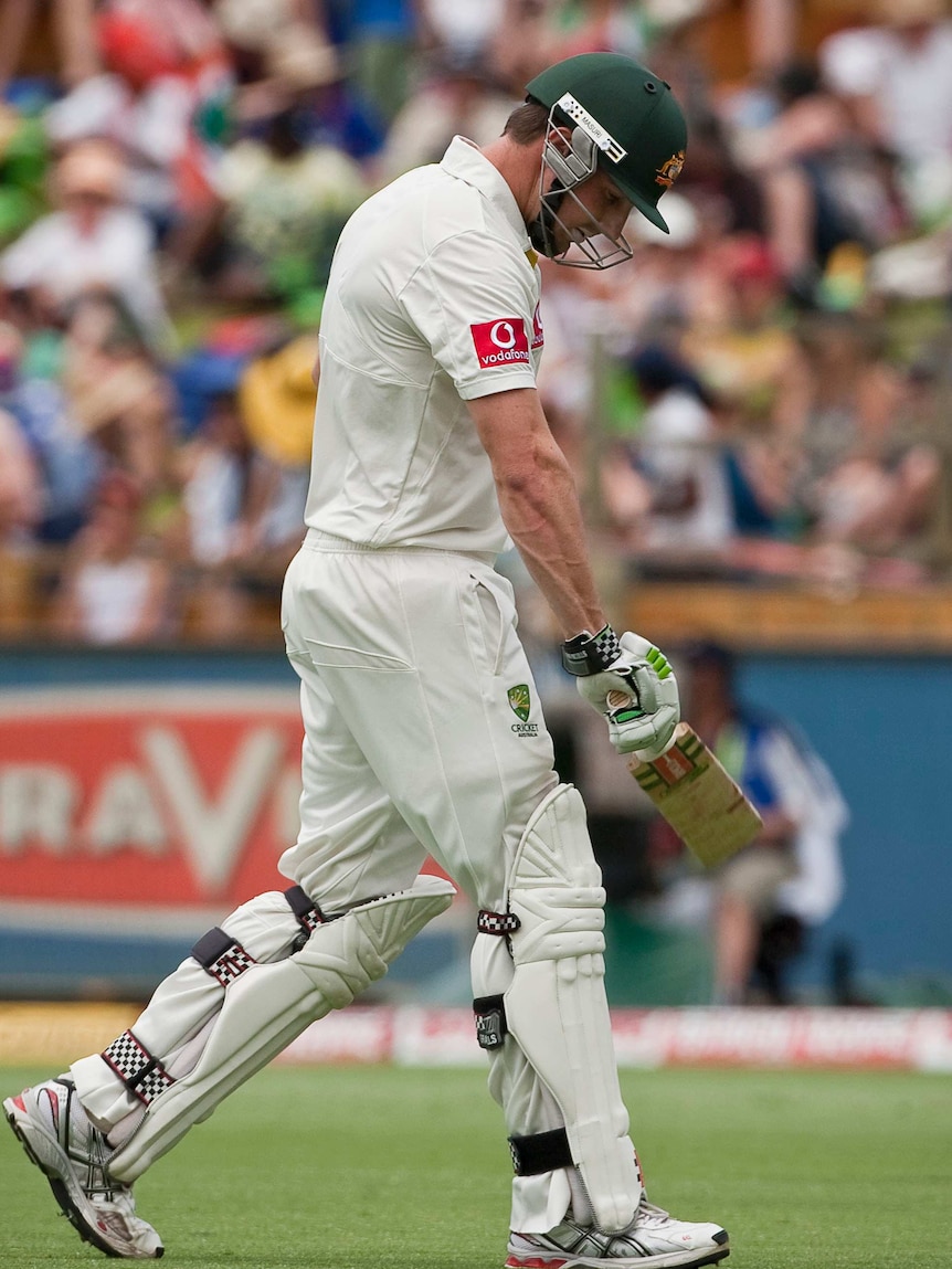 Shaun Marsh trudges off the WACA