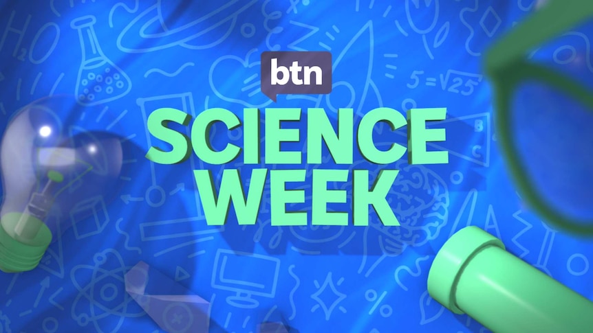 The science week logo against a background of stylised science telescope, lightbulb and glasses icons.