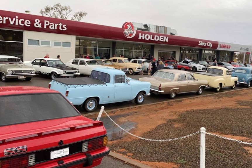 Holden cars parked outside Silver City Motors Broken Hill
