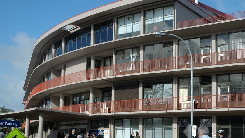 An external view of the Mersey hospital in Devonport, Tasmania, where the Federal Health Minister, Tony Abbott is expected to address a community forum tomorrow about the Commonwealth's takeover