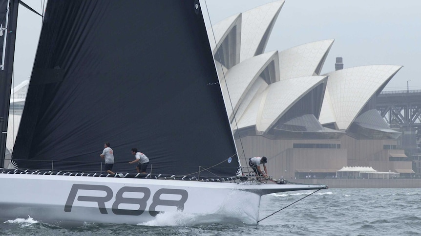 Rambler 88 racing on Sydney Harbour