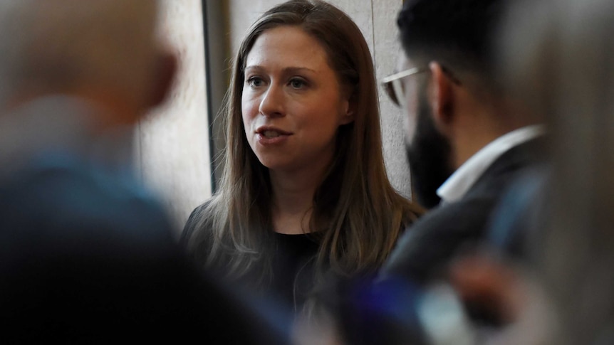Chelsea Clinton met with mourners at the vigil in New York.