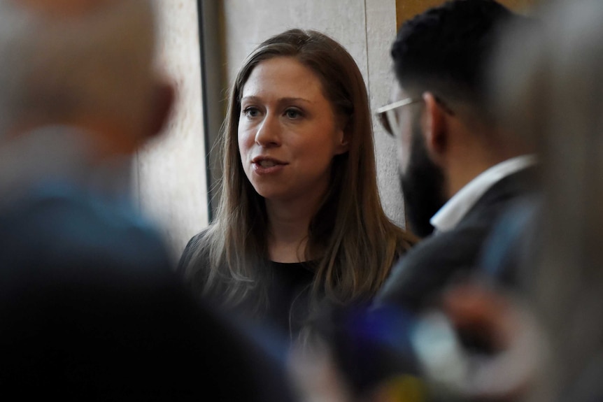 Chelsea Clinton met with mourners at the vigil in New York.