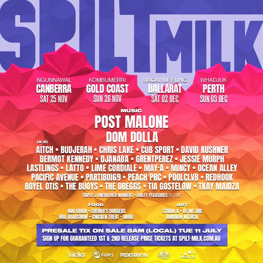 Post Malone, Dom Dolla and Tkay Maidza lead Spilt Milk lineup triple j