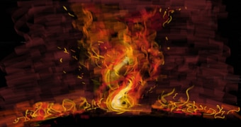 Hand drawing of a fire whirl, licking up into the sky