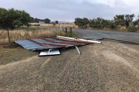 roof iron on the ground the is daged 