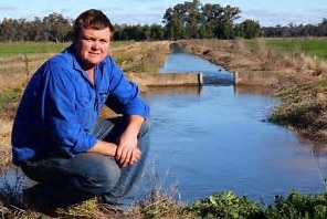 Irrigator, Tom Green, on his farm at Forbes, NSW