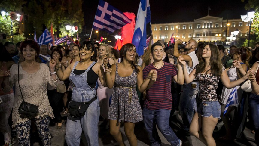 Greeks celebrate "No" vote in referendum