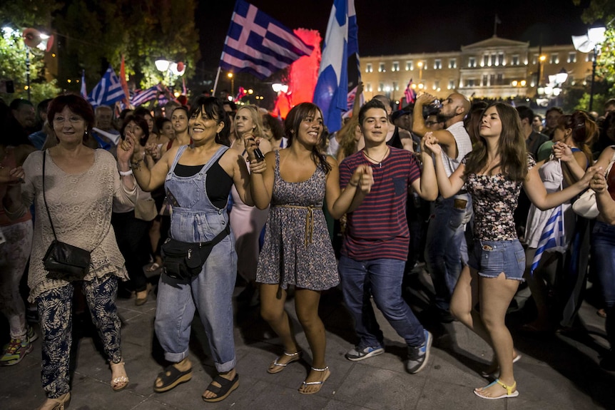 Greeks celebrate "No" vote in referendum
