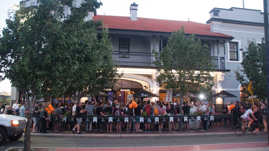 Protesters outside Perth pub