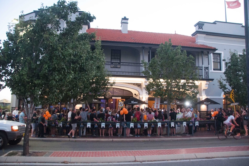 Protesters outside Perth pub