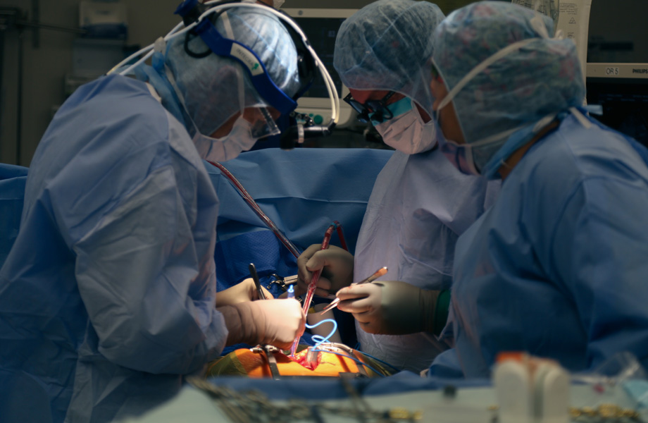 Hamish Pownall is operated on by surgeons. Photo by Margaret Burin.