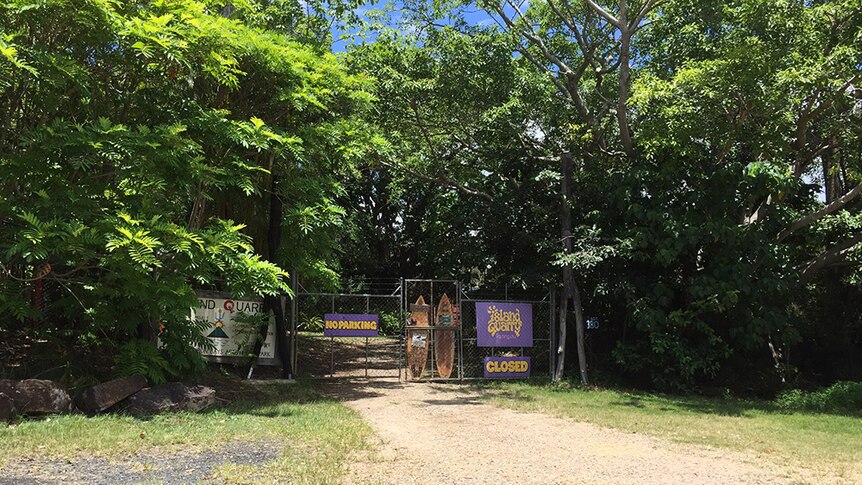 The main entrance to Island Quarry in Byron Bay.