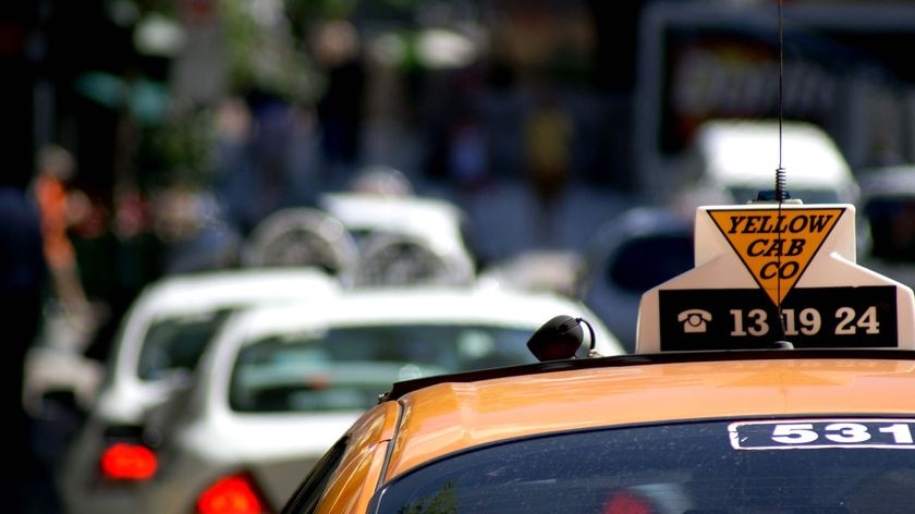 Photo of Brisbane taxis queued in the city centre.