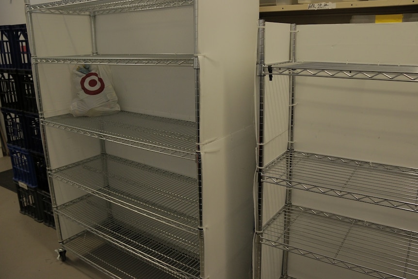 Several empty shelves.