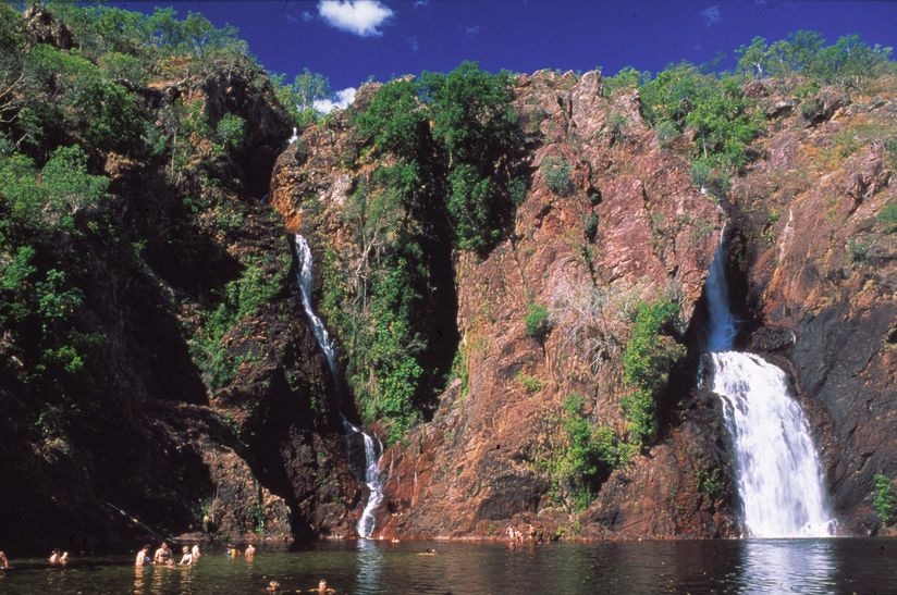 People swim in a rockpool at Wangi Falls in Litchfield National Park near Darwin in August, 2000.