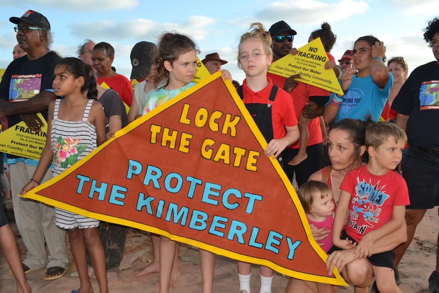 Younger protesters at an anti-fracking rally in Broome, Western Australia.