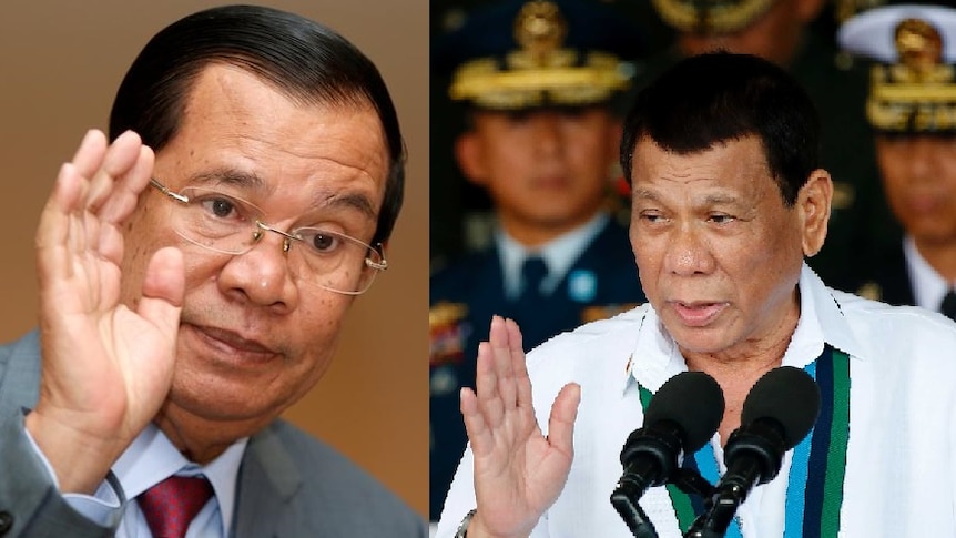 Philippines President Rodrigo Duterte and Cambodia's Prime Minister Hun Sen