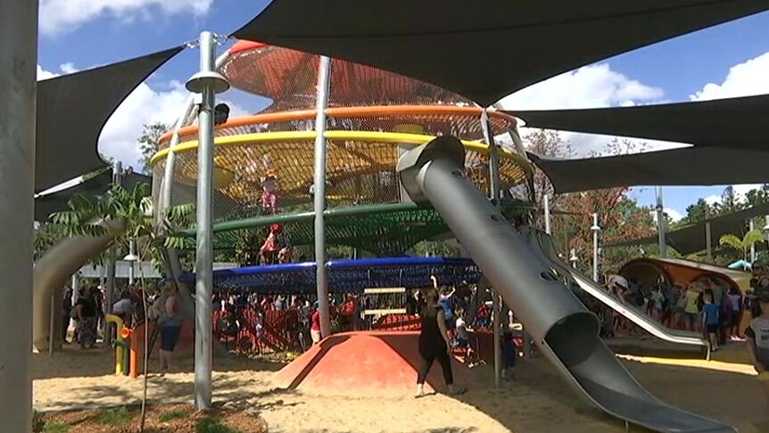 Kershaw Gardens playground in Rockhampton on the day it opened in August 2018.