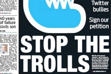Daily Telegraph front page: "Stop the trolls"
