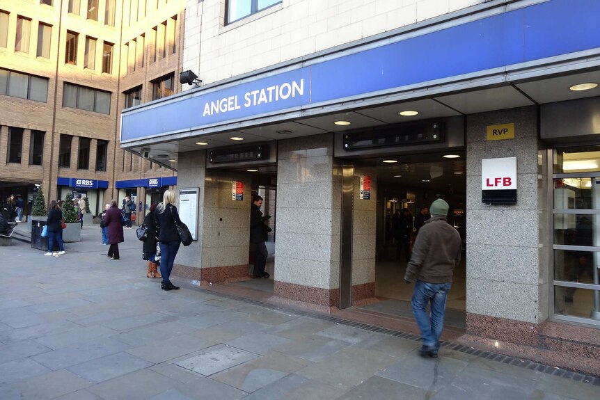 The entrance to Angel station, London