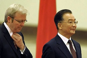 Kevin Rudd and Chinese Premier Wen Jiabao (AFP Photo: Liu Jin)