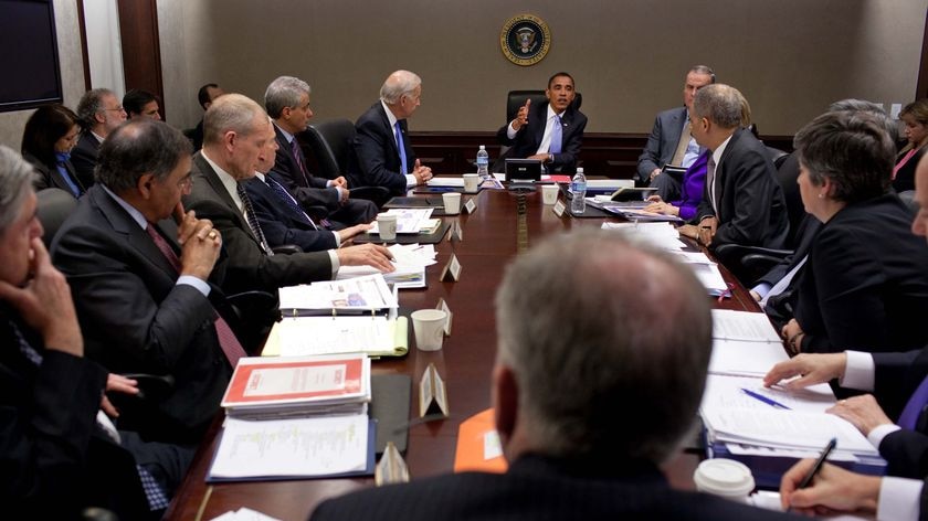 President Barack Obama meets with his national security team in the Situation Room