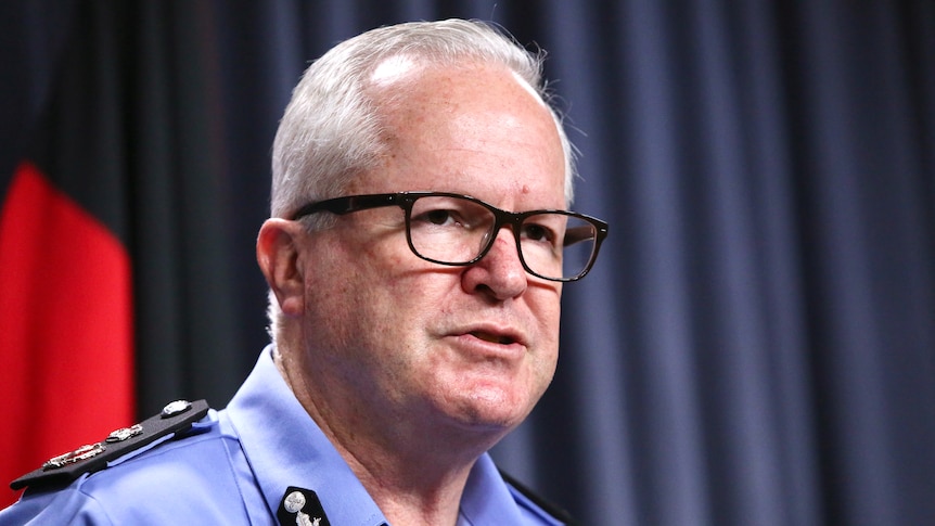 WA Police Commissioner Chris Dawson speaking at a press conference.