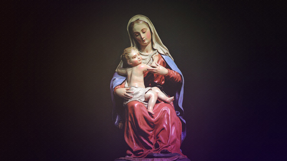 A religious mother and baby figurine.