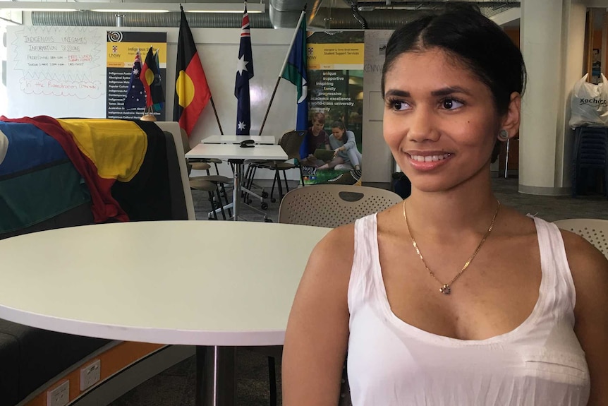 Indigenous University of New South Wales student Destiny Kynuna smiling at university.